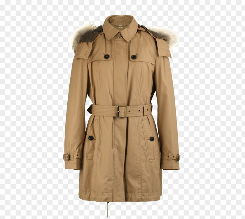 Autumn And Winter Cotton Burr Hooded Coat Lapel Waist Trench Burberry Jacket Sleeve PNG