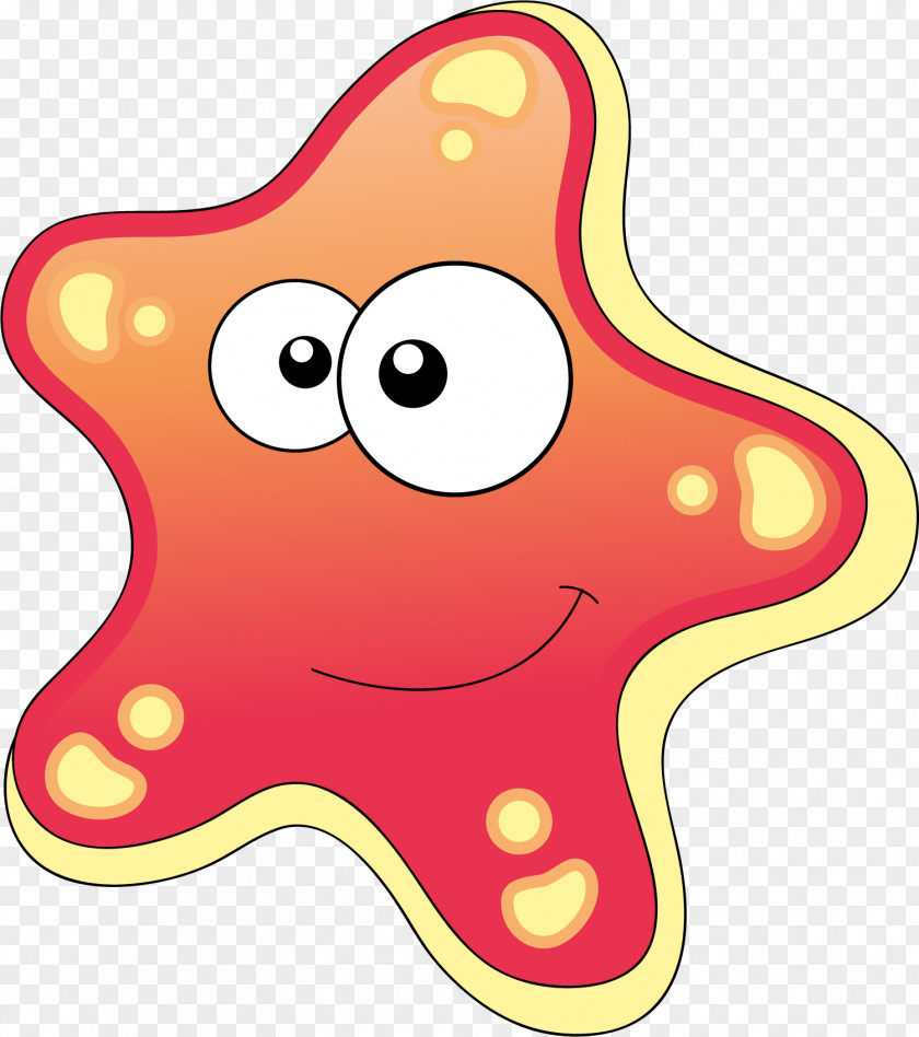 Hand Painted Red Starfish Cartoon Drawing Clip Art PNG