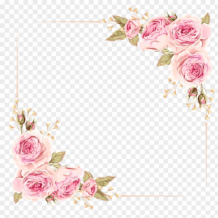 Heart Rose Order Watercolor Flowers Frame PNG