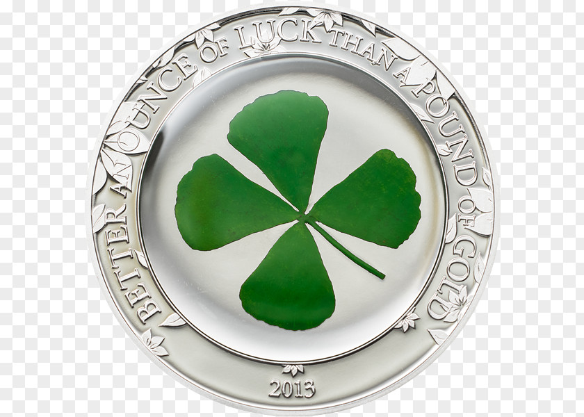 Coin Silver Four-leaf Clover Luck PNG