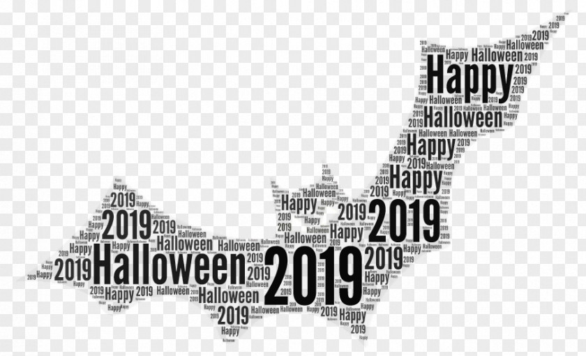 Drawing Blackandwhite Happy Halloween Text PNG