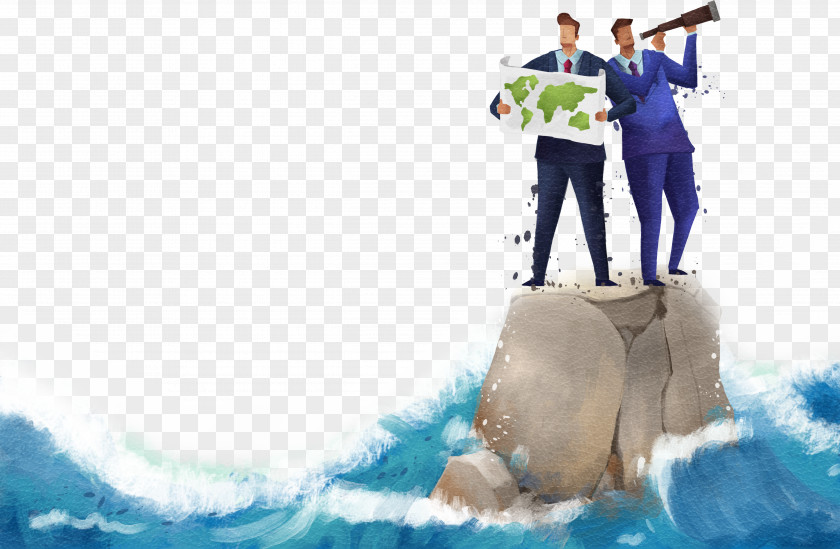 Man Standing On The Stone Business Poster Commerce Illustration PNG