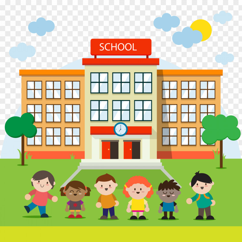 Vector School Building Education Class Clip Art PNG