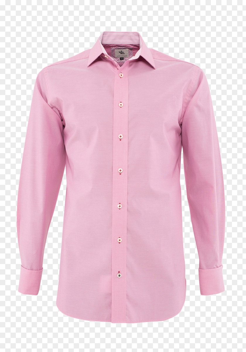 Dress Shirt Blouse Pink M Neck PNG