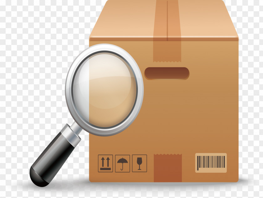 Magnifying Glass And Cardboard Adobe Illustrator Icon PNG
