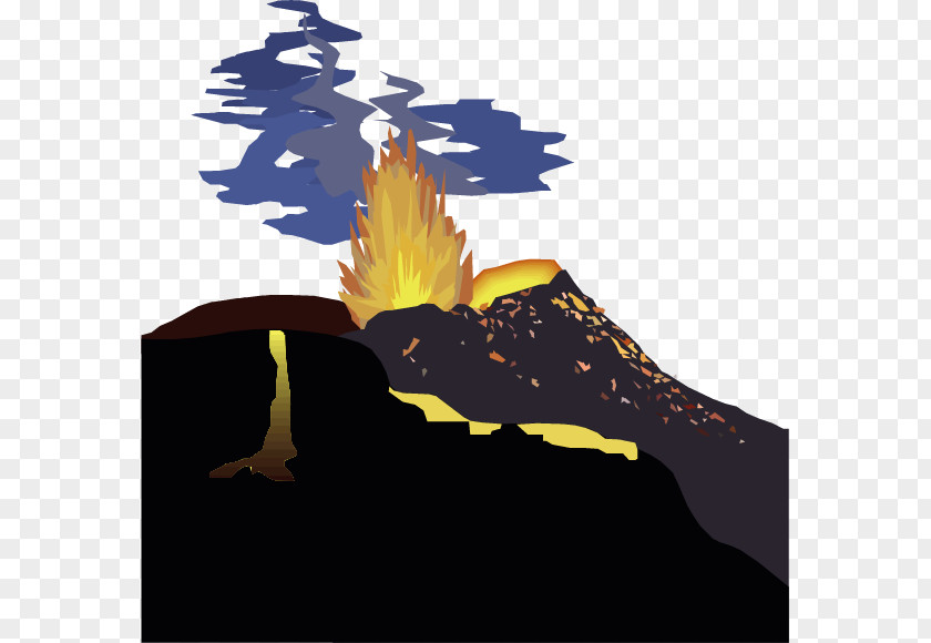 Vector Cartoon Volcano Eruption Ejecta Volcanic Crater Euclidean PNG