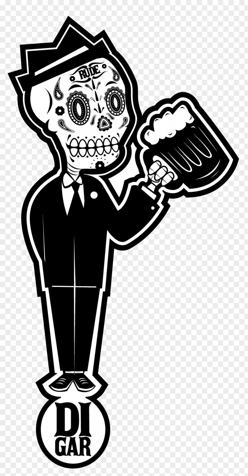 A Linear Design Art Calavera Drawing Ska PNG