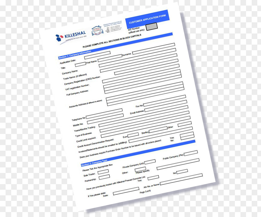 Credit Application Killeshal Precast Concrete Limited For Employment Document Fence PNG