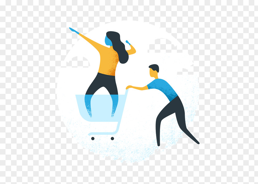 Men And Women Buy Cart Shopping Illustration PNG