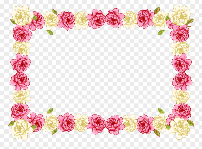 Pink Flower Border Flowers Picture Frames Rose Clip Art PNG