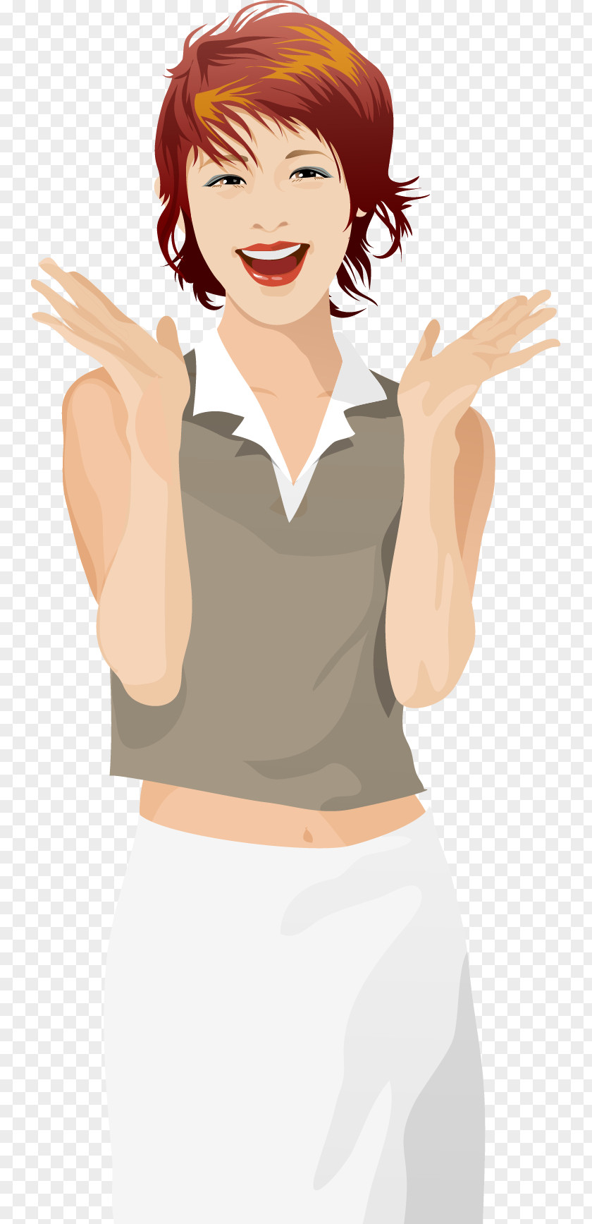 Short-haired Beauty Vector Material Hand To Laugh International Womens Day PNG