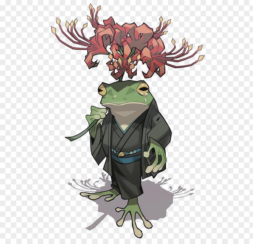 Samurai Frog Cartoon Illustration PNG
