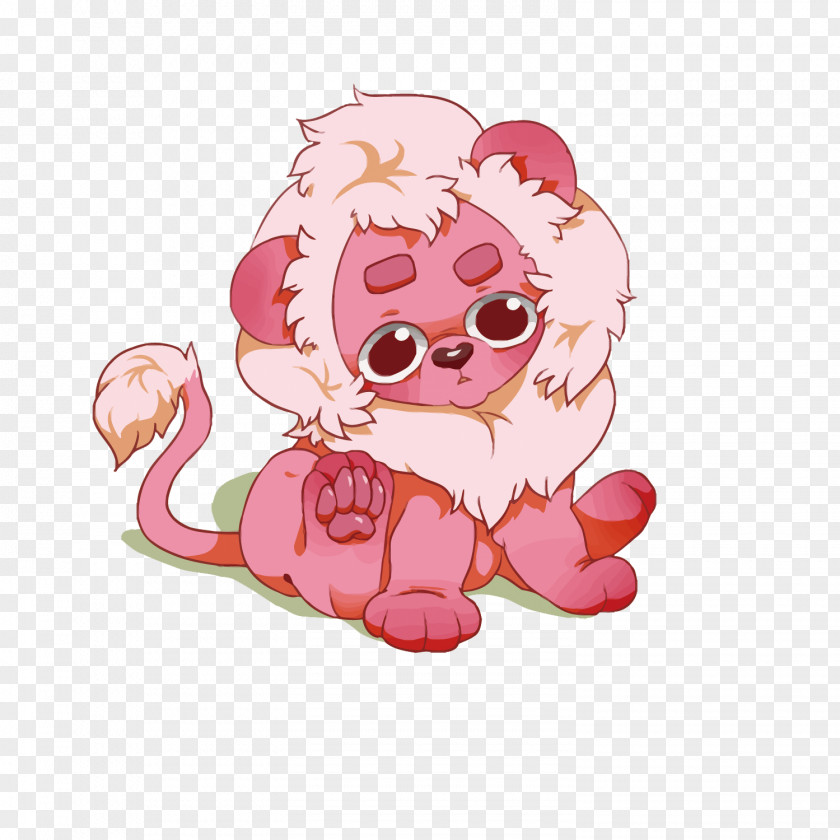 Vector Pink Lion Drawing Clip Art PNG