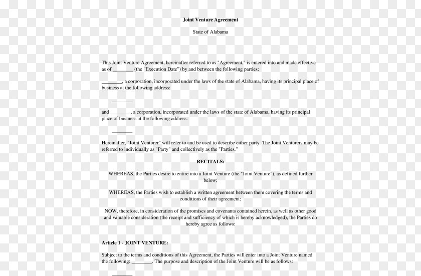 Joint Venture Icon Document Template Contract Rental Agreement PNG
