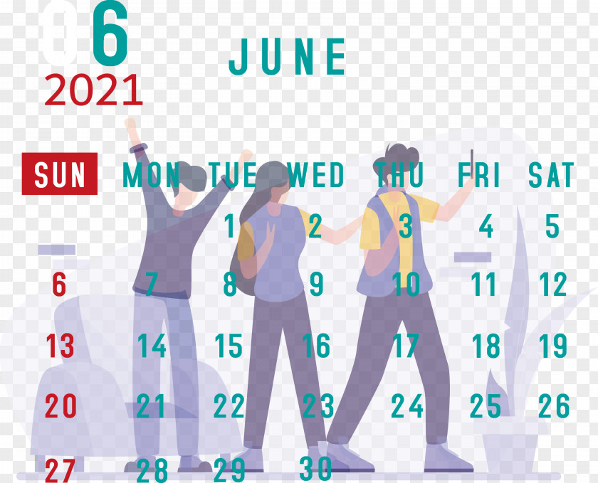 June 2021 Calendar Printable PNG