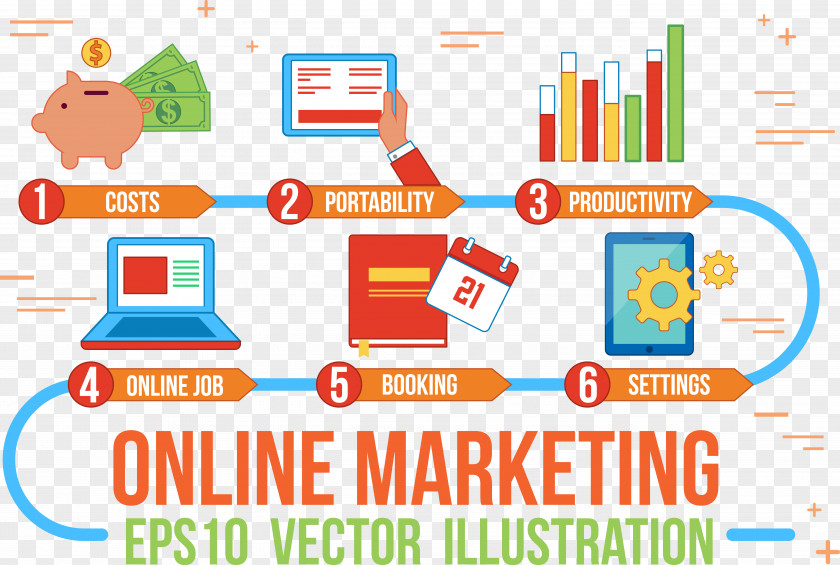 Vector Online Shopping Digital Marketing Flat Design PNG