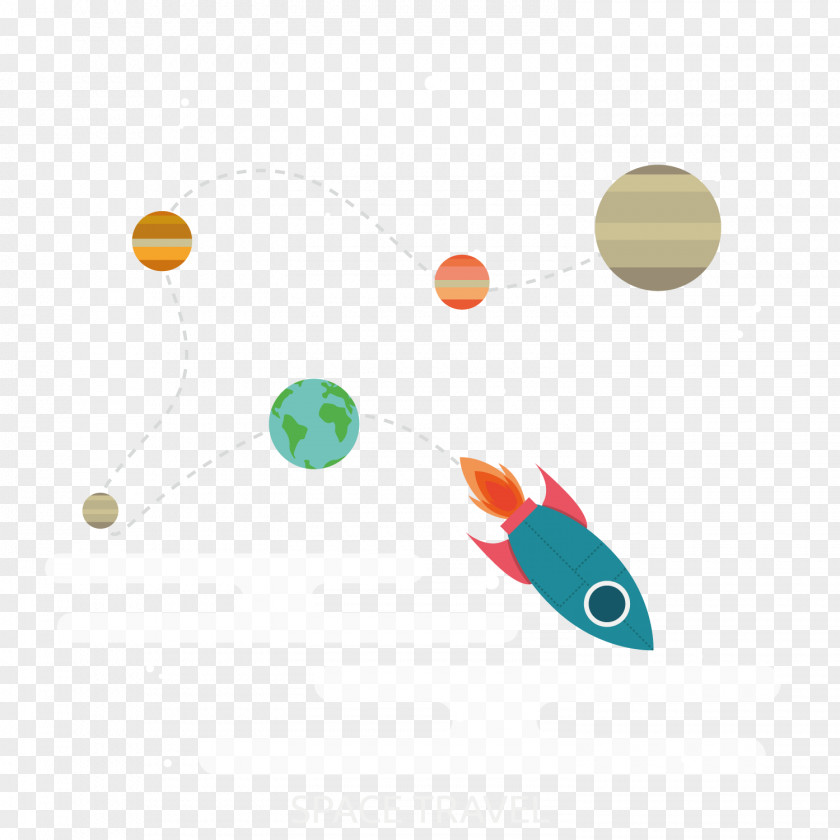 Rocket And Planet Cartoon Illustration PNG