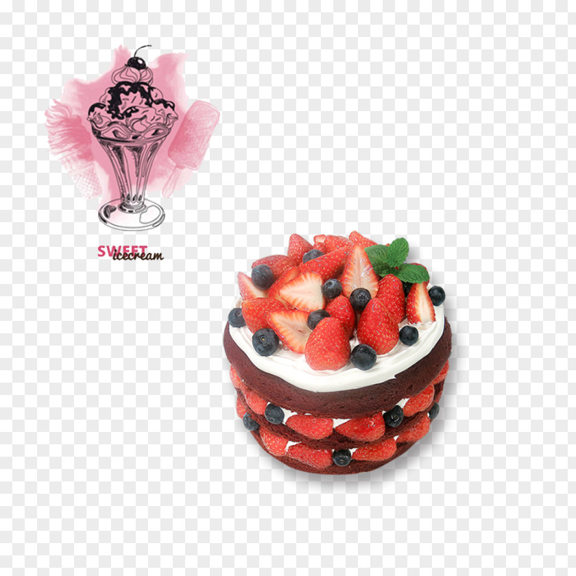 Cake Strawberry Cream Shortcake Torte PNG