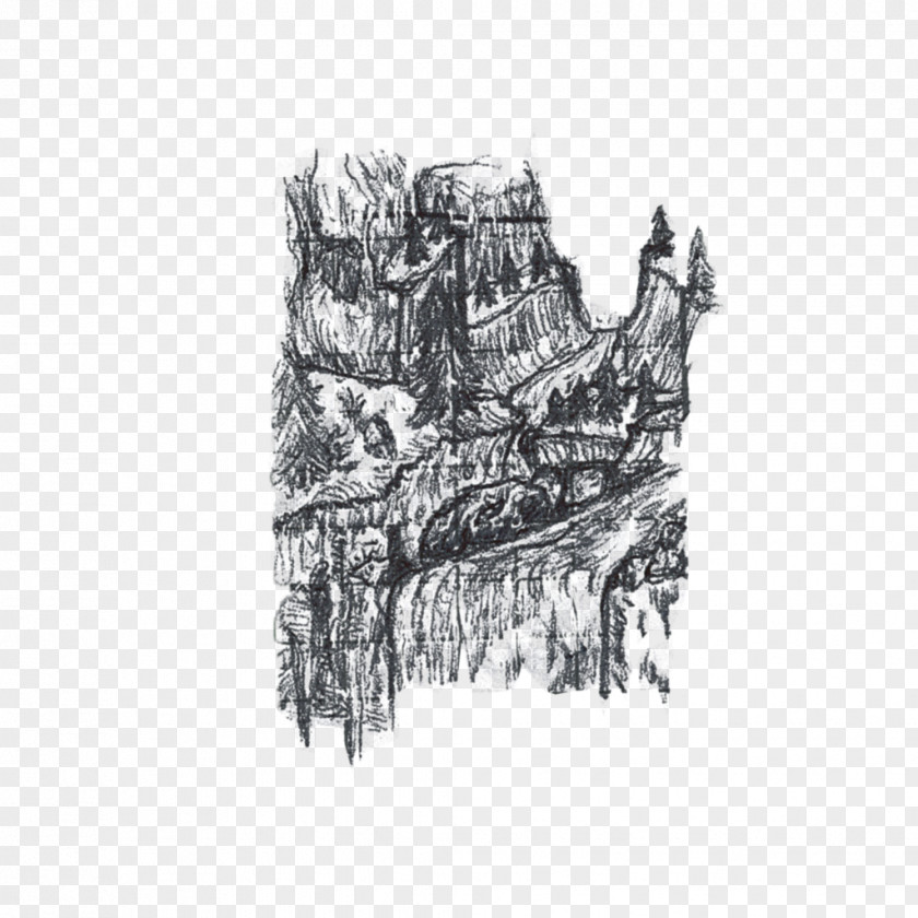 Waterfall Scenery Horse Visual Arts Tree Sketch PNG
