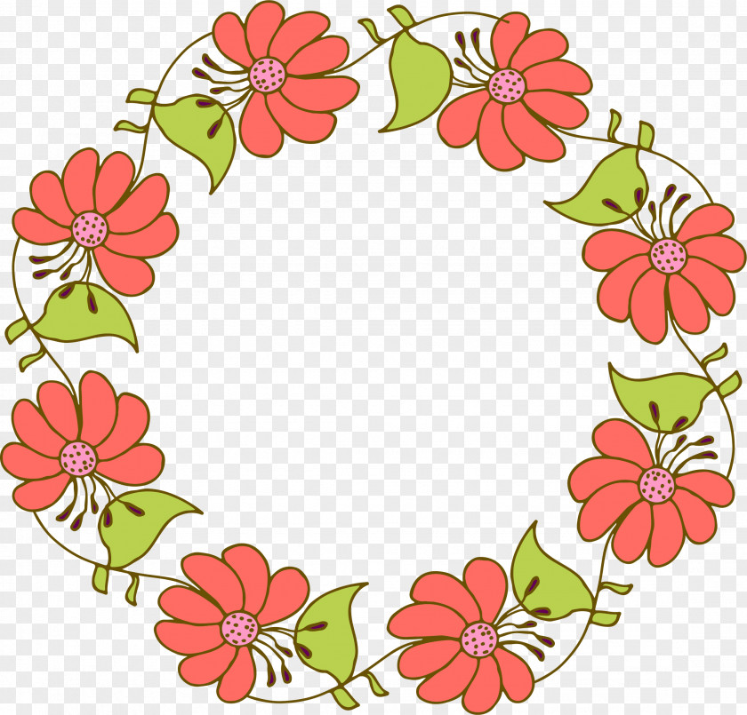 Cartoon Orange Flower Wreath Clip Art PNG