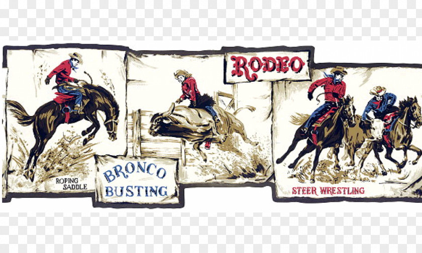 Horse Border Rodeo Calf Roping Cowboy Team PNG