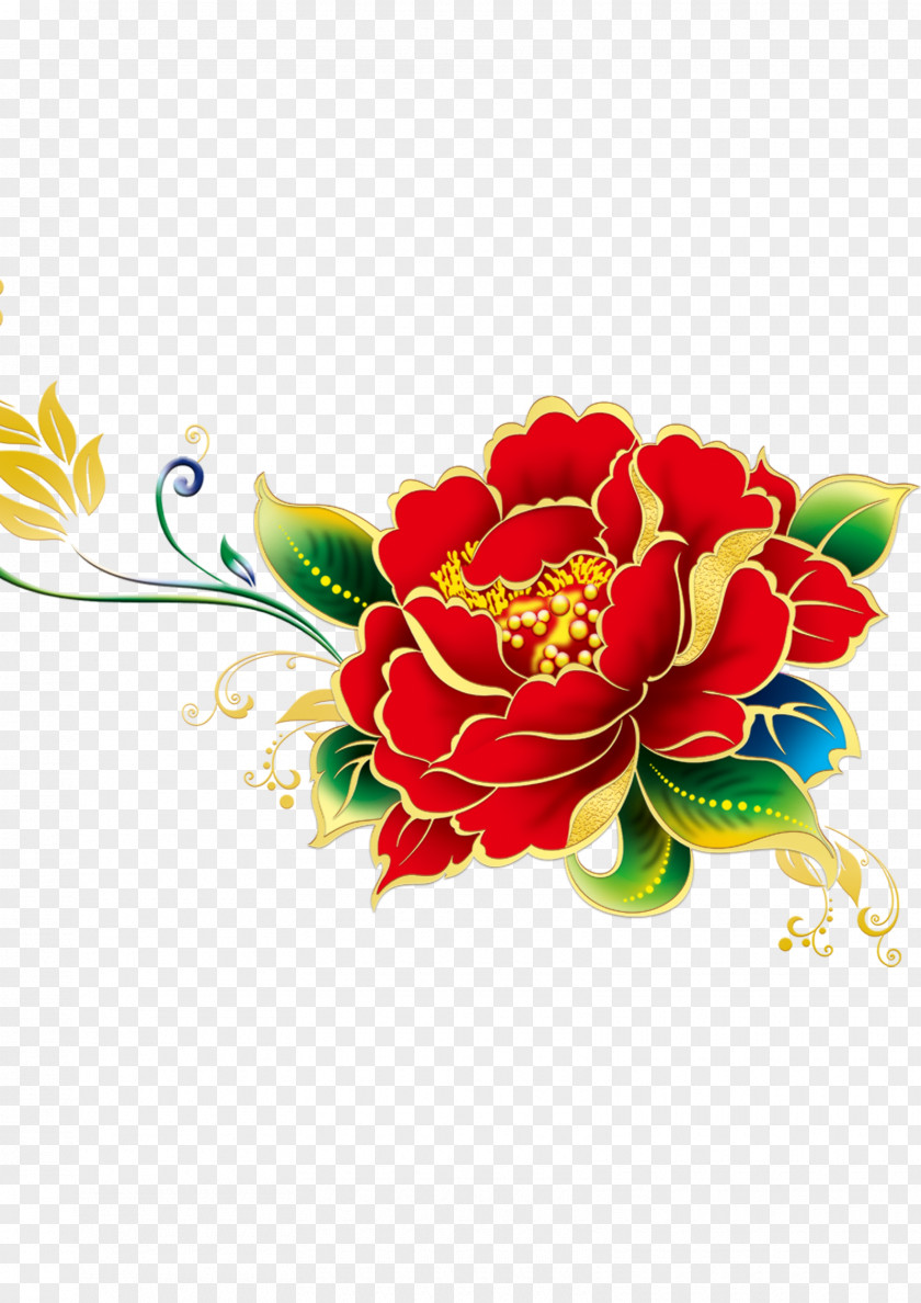 Red Peony Flowers Moutan Download Flower Illustration PNG