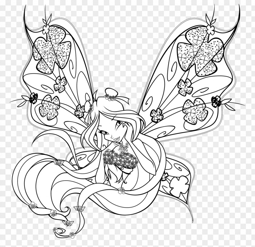 Believix Bloom Line Art Black And White Tecna Coloring Book PNG