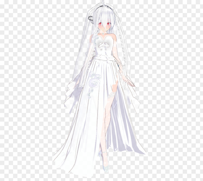 Bridal Veil Gown Wedding Dress MikuMikuDance PNG