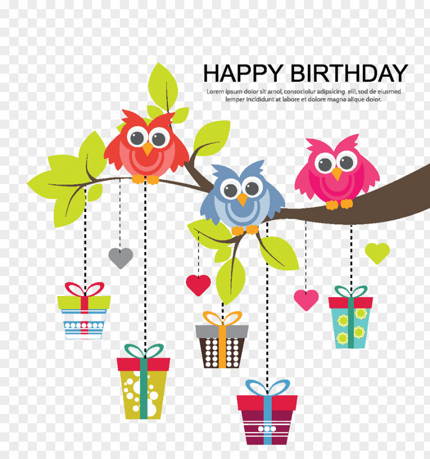 Bird On Branch Birthday Cake Wish Gift Party PNG