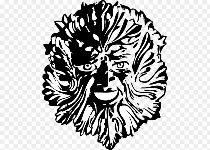 Green Man Black And White Drawing Clip Art PNG