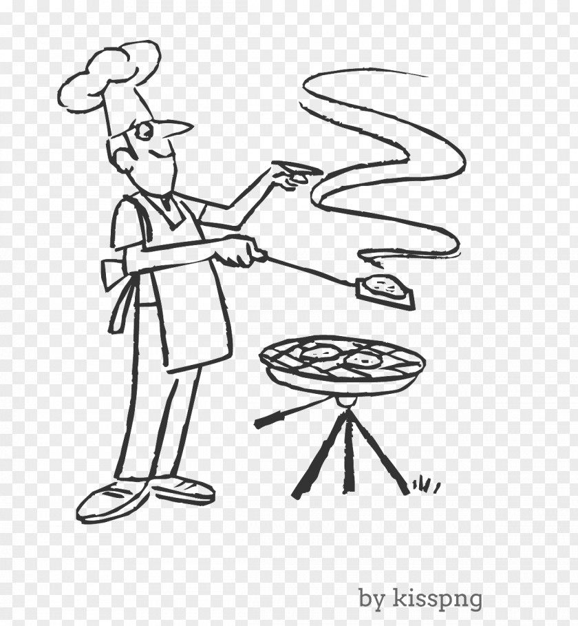 Barbecue Cartoon Chef Cooking Transparent Image. PNG