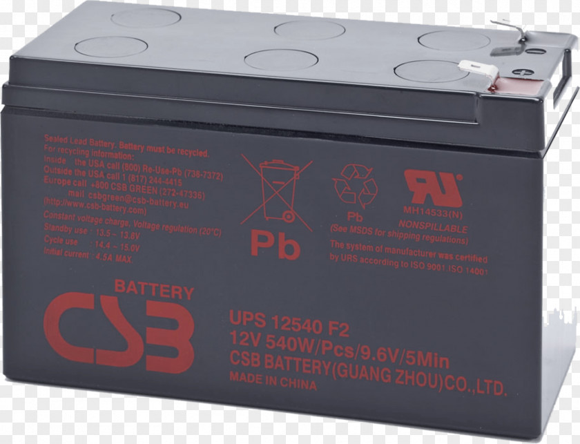 CSB HR1224W 7Ah 12Vdc UPS Batteries Electric Battery VRLA Backup PNG