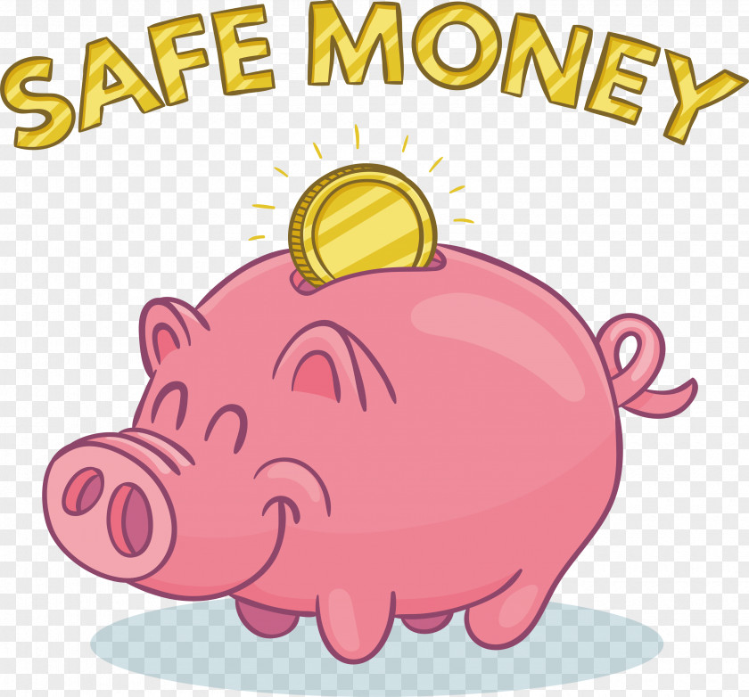 Hand-painted Pink Piggy Bank Domestic Pig Clip Art PNG