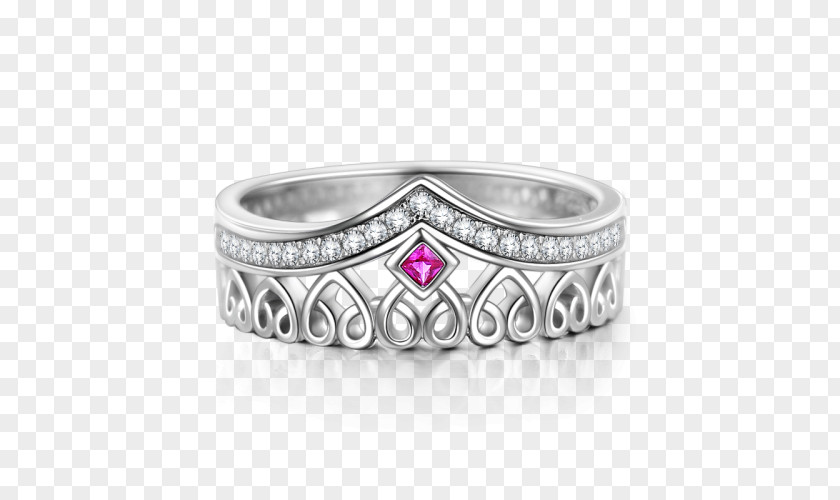 Silver Ring Ruby Tiara Crown PNG