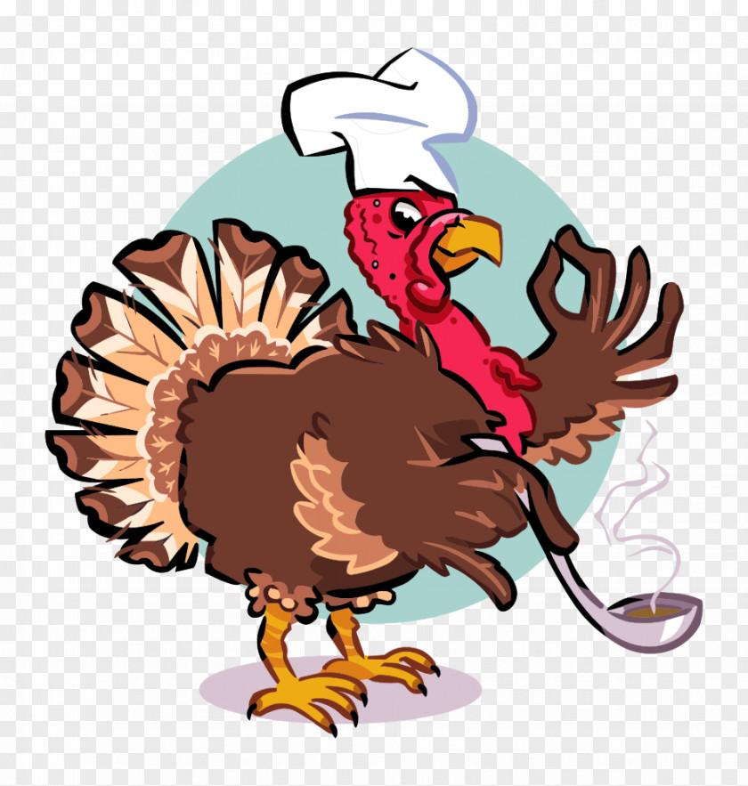Cartoon Chef Turkey Meat Thanksgiving Dinner Clip Art PNG