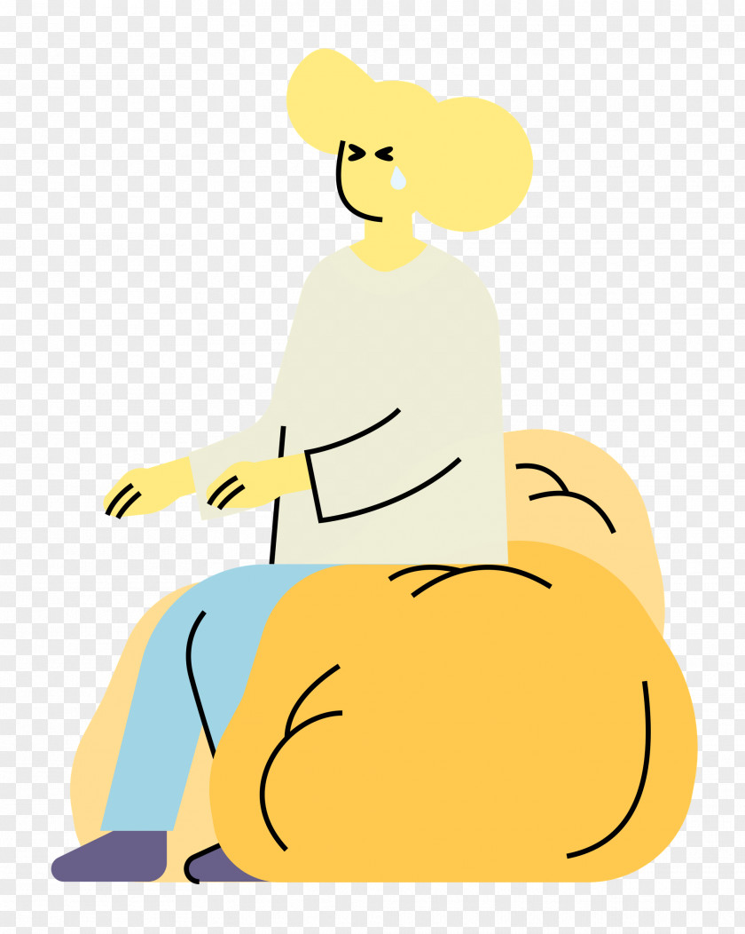 Cartoon Yellow Joint Sitting Happiness PNG
