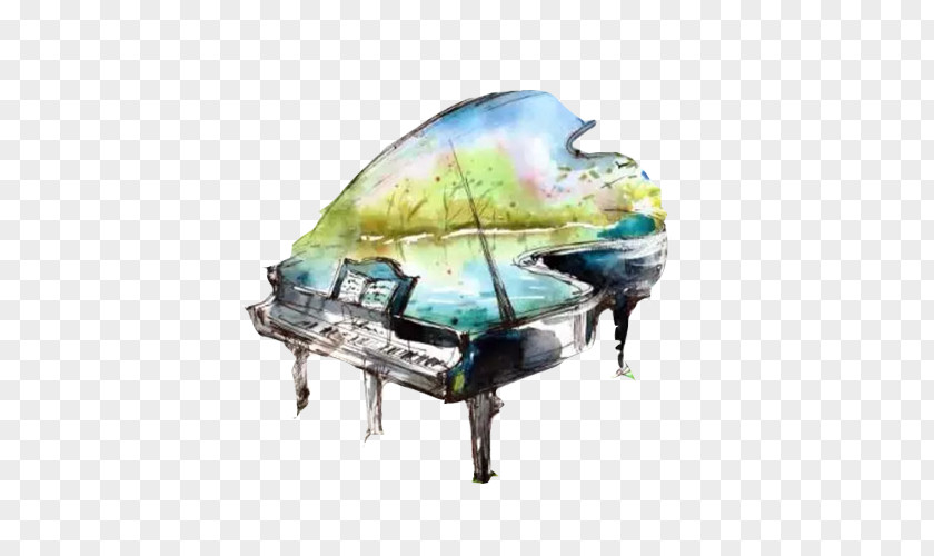 Piano Watercolor Picture Material Solo Painting Wallpaper PNG