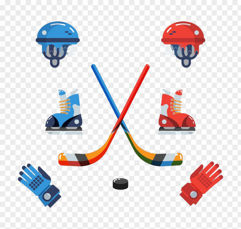 Cartoon Hockey Winter Sports Material Ice Stick Floor PNG