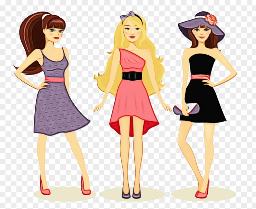 Fashion Dress Cartoon Illustration Doll Design Toy PNG