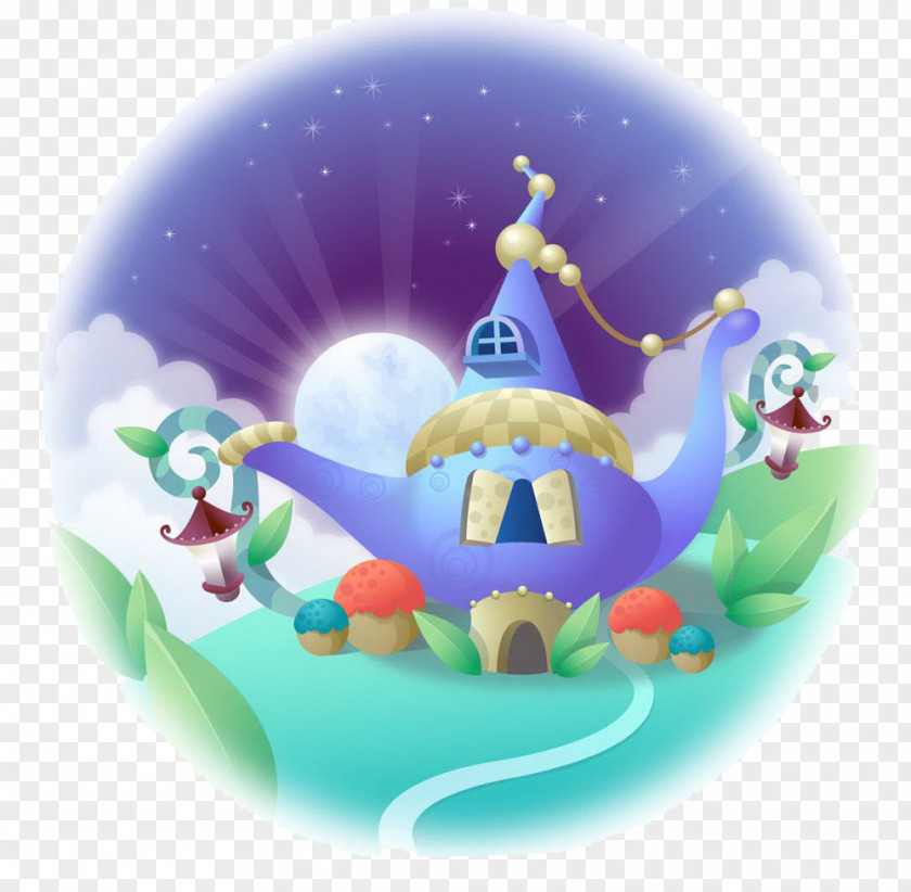 Cute Cartoon Picture Aladdin House Illustration PNG