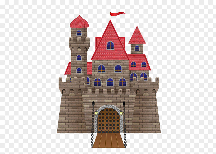 The Majestic Red Flag Tower Castle Drawbridge Royalty-free Clip Art PNG