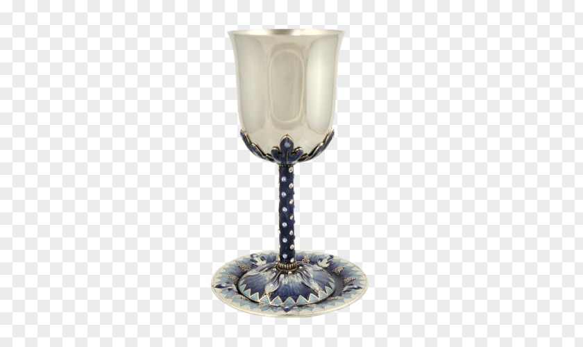 Blue And White Stripes Kiddush Chalice Cup Glass Havdalah PNG