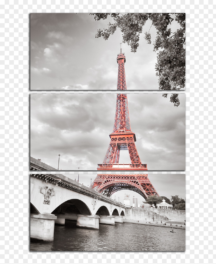Eiffel Tower Canvas Print Art Black And White PNG