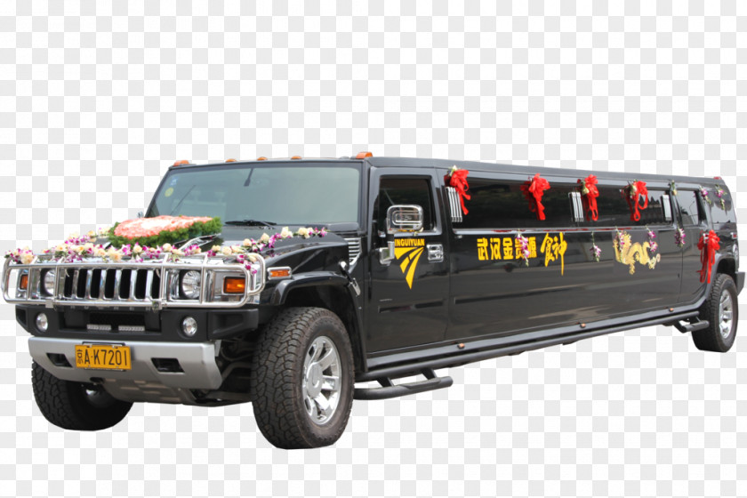 Long Hummer Wedding Car PNG