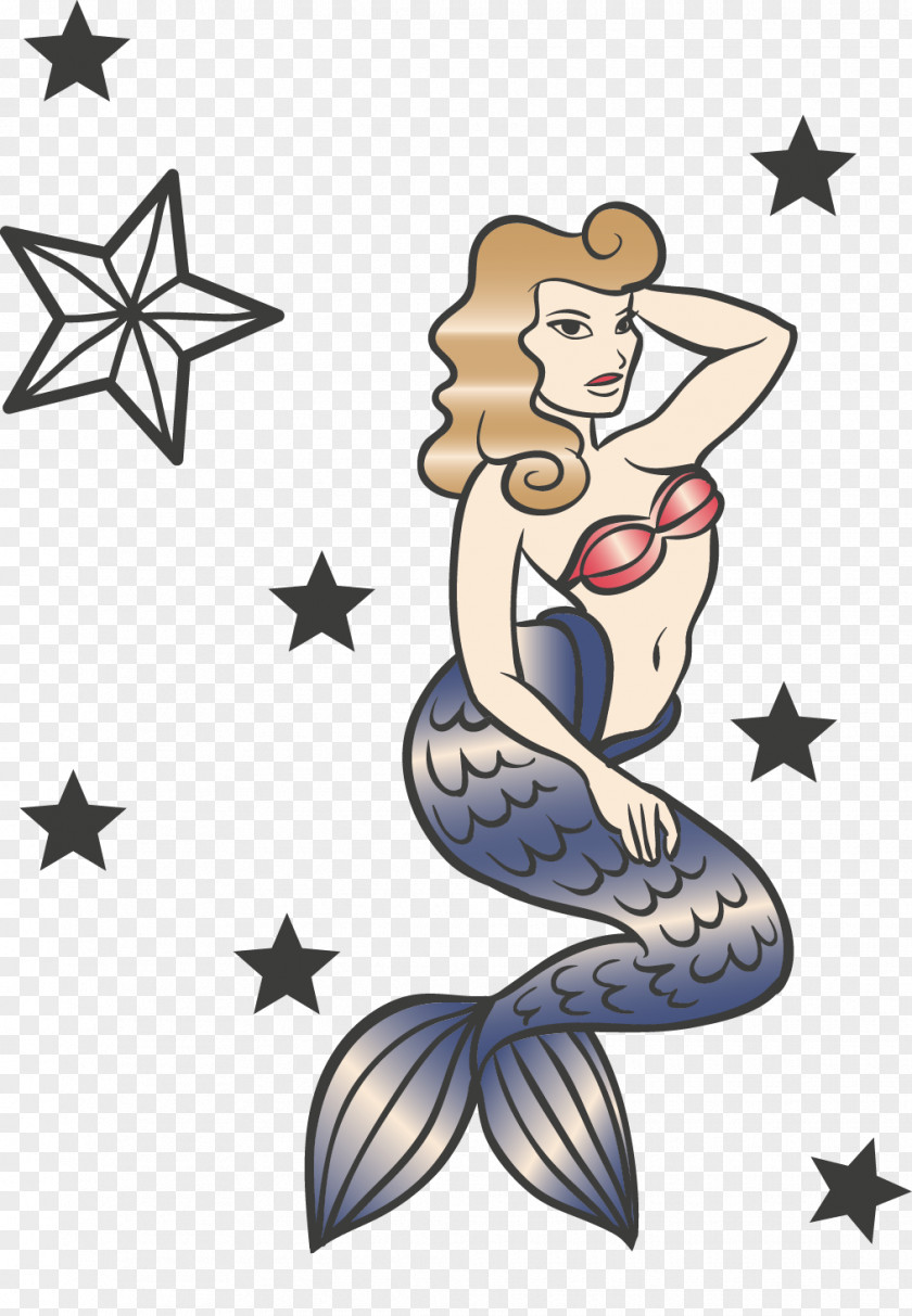 Mermaid Cartoon Poster Vector Elements Old School (tattoo) Euclidean Flash PNG