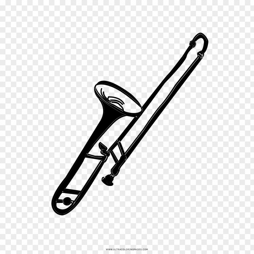 Trombone Drawing Coloring Book Black And White PNG