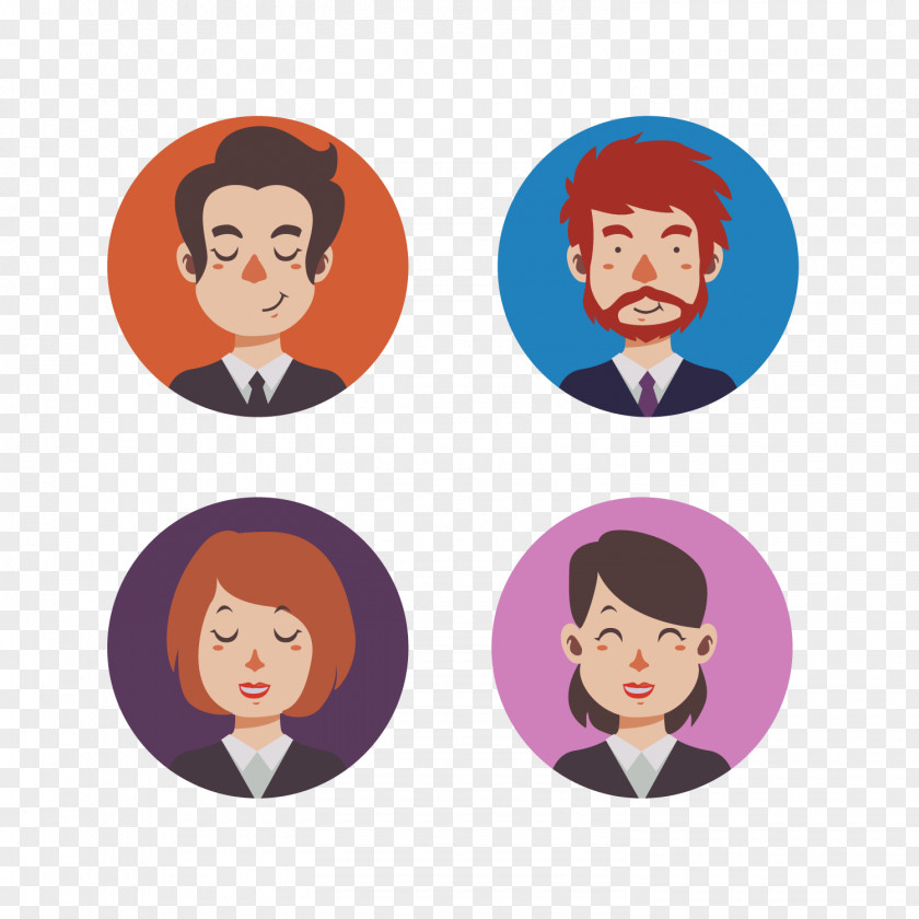 Cartoon Business People Avatar Vector Icon PNG