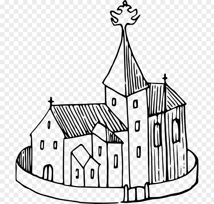 Church Chantry Black And White Line Art Clip PNG
