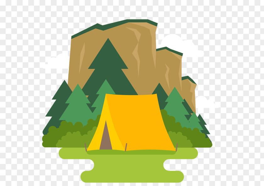 Vector Mountain Landscape Camping Outdoor Recreation Flat Design Illustration PNG