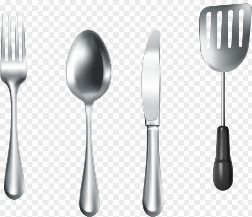 Simple Silver Knife And Fork Spoon PNG